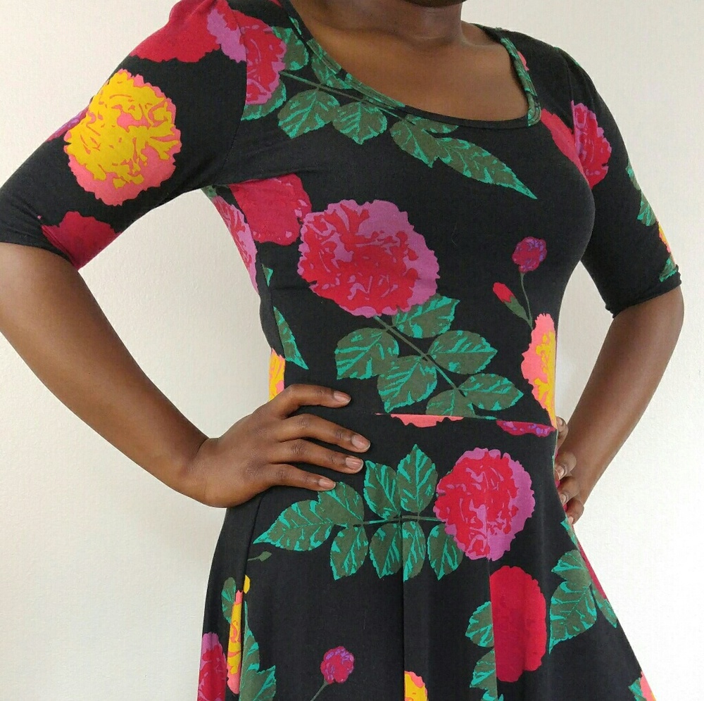 Lularoe Black Floral Nicole Dress